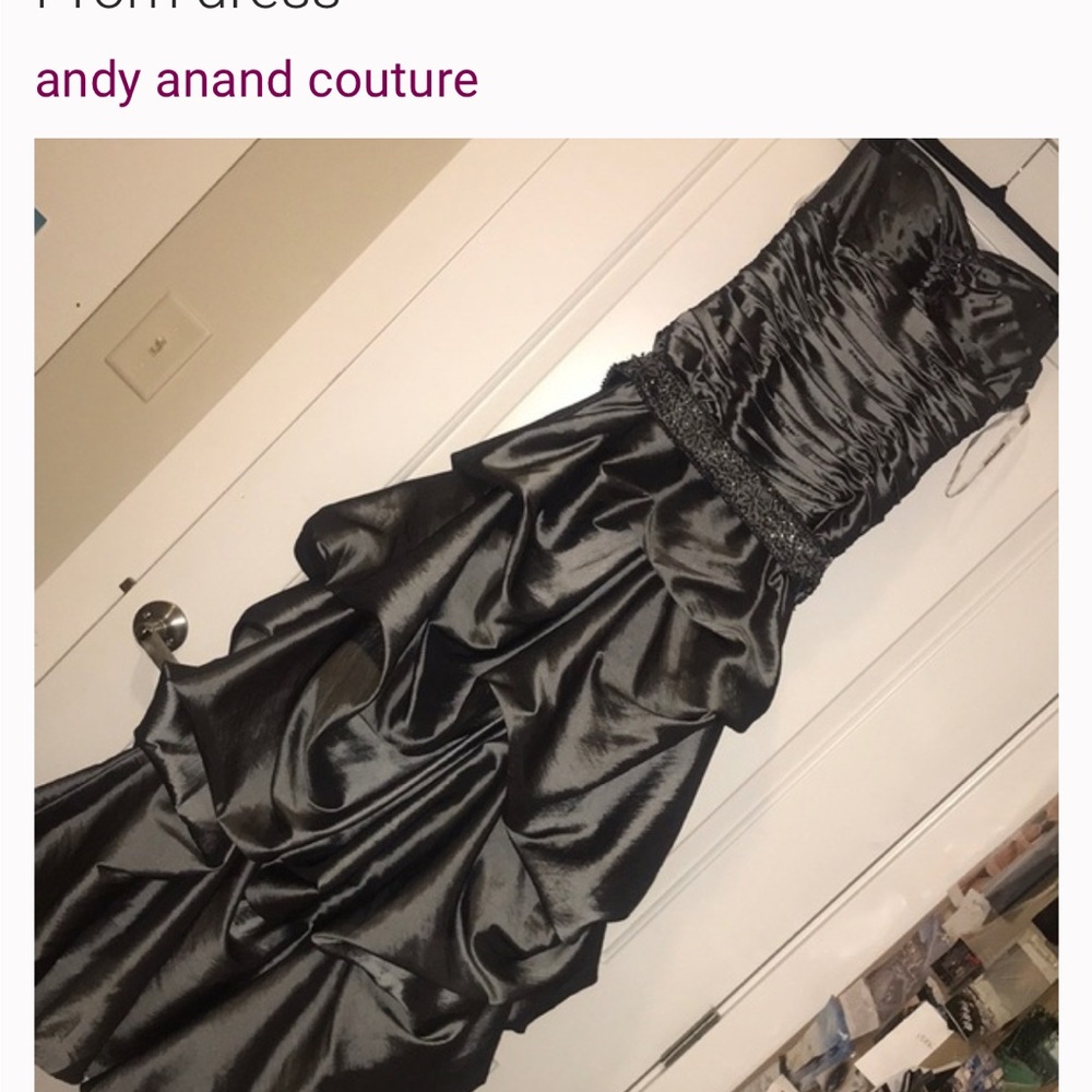 Andy Anand Couture Black Strapless Gown
